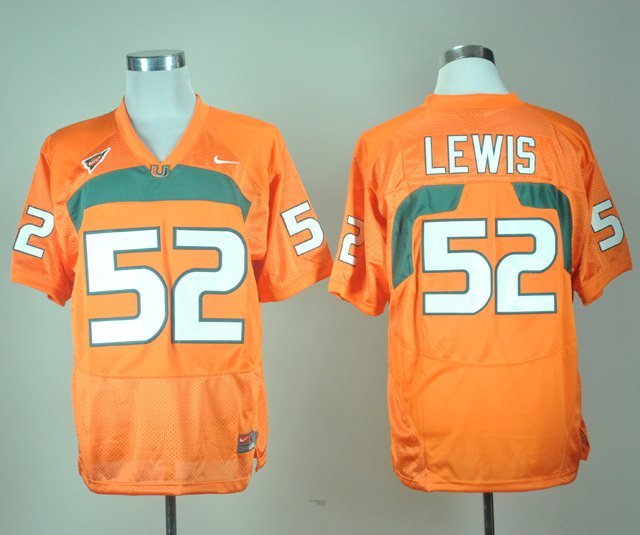 Miami Hurricanes Ray Lewis #52 Orange College Jersey