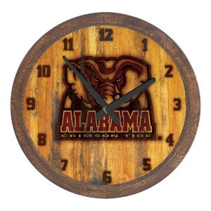 Alabama Crimson Tide (branded Al logo) --- Faux Barrel Top Wall Clock