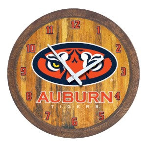 Auburn Tigers (eyes) --- Faux Barrel Top Wall Clock