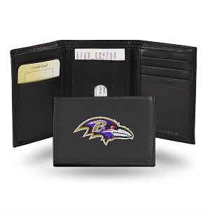 Baltimore Ravens --- Black Leather Trifold Wallet