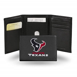 Houston Texans --- Black Leather Trifold Wallet