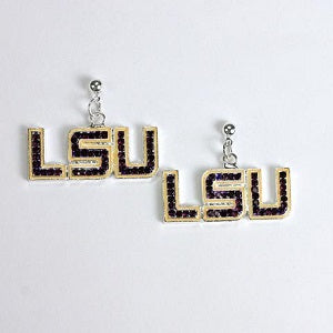 LSU Tigers --- Crystal Logo Earrings