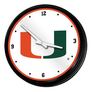 Miami Hurricanes --- Retro Lighted Wall Clock