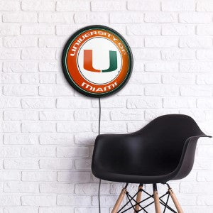 Miami Hurricanes --- Round Slimline Lighted Wall Sign
