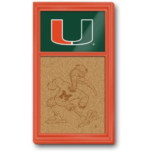 Miami Hurricanes (orange-green) --- Dual Logo Cork Note Board
