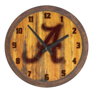 Alabama Crimson Tide (branded) --- Faux Barrel Top Wall Clock