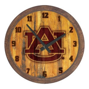 Auburn Tigers (branded) --- Faux Barrel Top Wall Clock