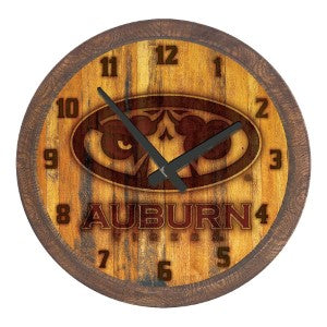 Auburn Tigers (branded eyes) --- Faux Barrel Top Wall Clock