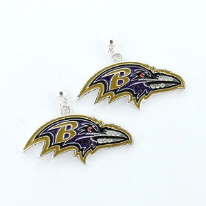 Baltimore Ravens --- Crystal Logo Earrings