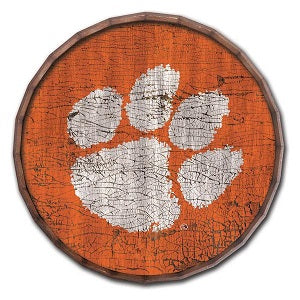 Clemson Tigers --- Crackle Finish Barrel Top Sign