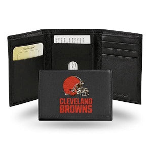Cleveland Browns --- Black Leather Trifold Wallet