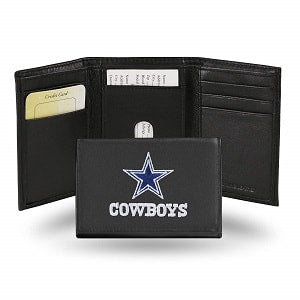 Dallas Cowboys --- Black Leather Trifold Wallet
