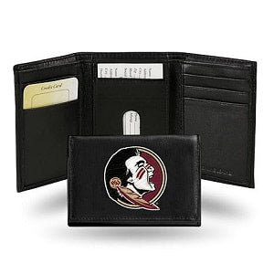 Florida State Seminoles --- Black Leather Trifold Wallet