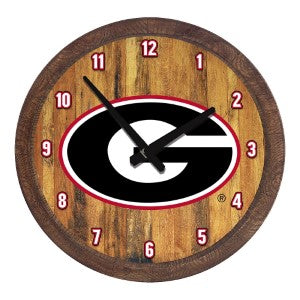 Georgia Bulldogs --- Faux Barrel Top Wall Clock