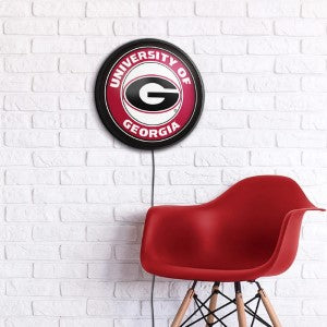 Georgia Bulldogs --- Round Slimline Lighted Wall Sign