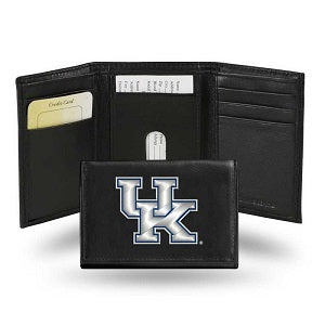 Kentucky Wildcats --- Black Leather Trifold Wallet