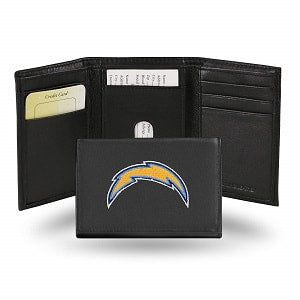 Los Angeles Chargers --- Black Leather Trifold Wallet