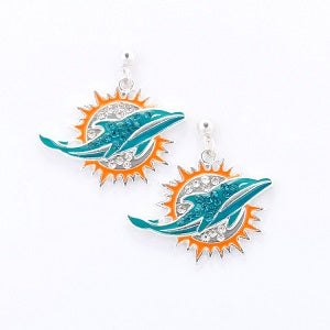 Miami Dolphins --- Crystal Logo Earrings