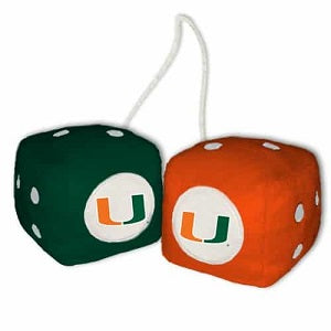 Miami Hurricanes Fuzzy Dice