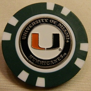 Miami Hurricanes --- Poker Chip Ball Marker