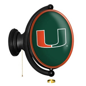 Miami Hurricanes (green) --- Original Oval Rotating Lighted Wall Sign