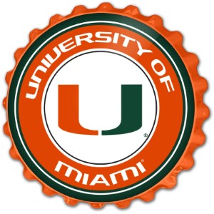 Miami Hurricanes (orange) --- Bottle Cap Wall Sign