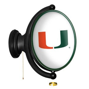 Miami Hurricanes (white) --- Original Oval Rotating Lighted Wall Sign
