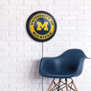 Michigan Wolverines --- Round Slimline Lighted Wall Sign