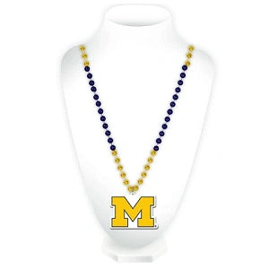 Michigan Wolverines --- Mardi Gras Beads