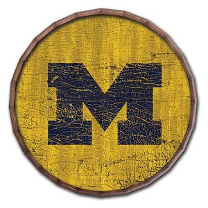 Michigan Wolverines --- Crackle Finish Barrel Top Sign
