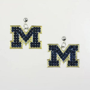 Michigan Wolverines --- Crystal Logo Earrings