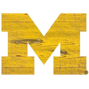 Michigan Wolverines --- Distressed Logo Cutout Sign