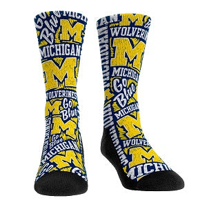 Michigan Wolverines --- Logo Sketch Crew Socks