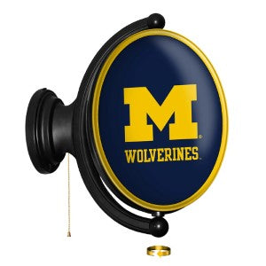 Michigan Wolverines (blue) --- Original Oval Rotating Lighted Wall Sign