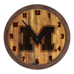 Michigan Wolverines (branded) --- Faux Barrel Top Wall Clock