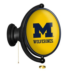 Michigan Wolverines (maize) --- Original Oval Rotating Lighted Wall Sign