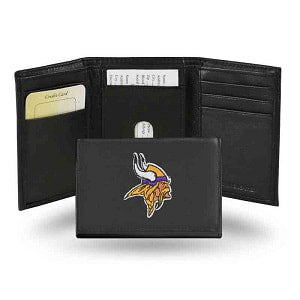 Minnesota Vikings --- Black Leather Trifold Wallet