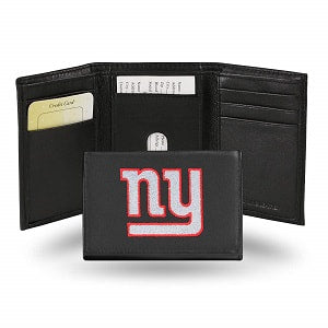 New York Giants --- Black Leather Trifold Wallet