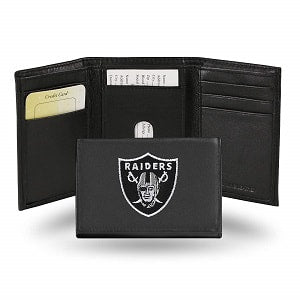 Oakland Raiders --- Black Leather Trifold Wallet