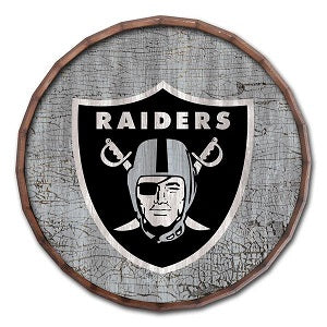 Oakland Raiders --- Crackle Finish Barrel Top Sign