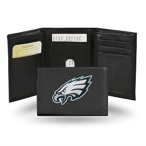 Philadelphia Eagles --- Black Leather Trifold Wallet
