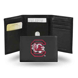 SC Gamecocks --- Black Leather Trifold Wallet