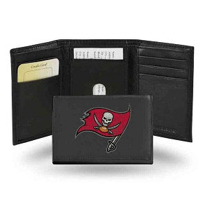 Tampa Bay Buccaneers --- Black Leather Trifold Wallet
